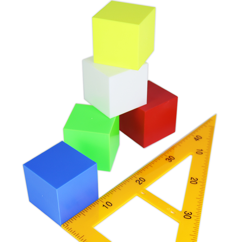 【苏育】10cm正方体分米立方体块塑料单面可拆卸红黄蓝绿白五色体积容量单位立体几何模型教具教学仪器小学