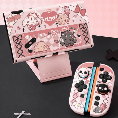 极想任天堂Switch2保护壳NS2游戏机保护套摇杆帽套装可爱卡通哥特兔原创设计全包防摔提升手感新款主机配件 - 图3