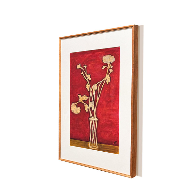 伽罗生活西方画《黄桌上的菊花花瓶》常玉花卉静物沙发装饰挂画,淘宝优惠券,粉丝福利购,淘宝优惠卷