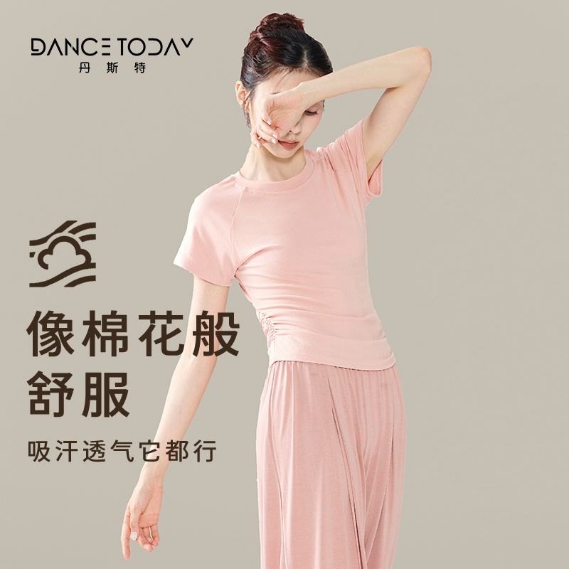 dancetoday练功形体服夏季现代舞短袖露背上衣女古典中国舞舞蹈服