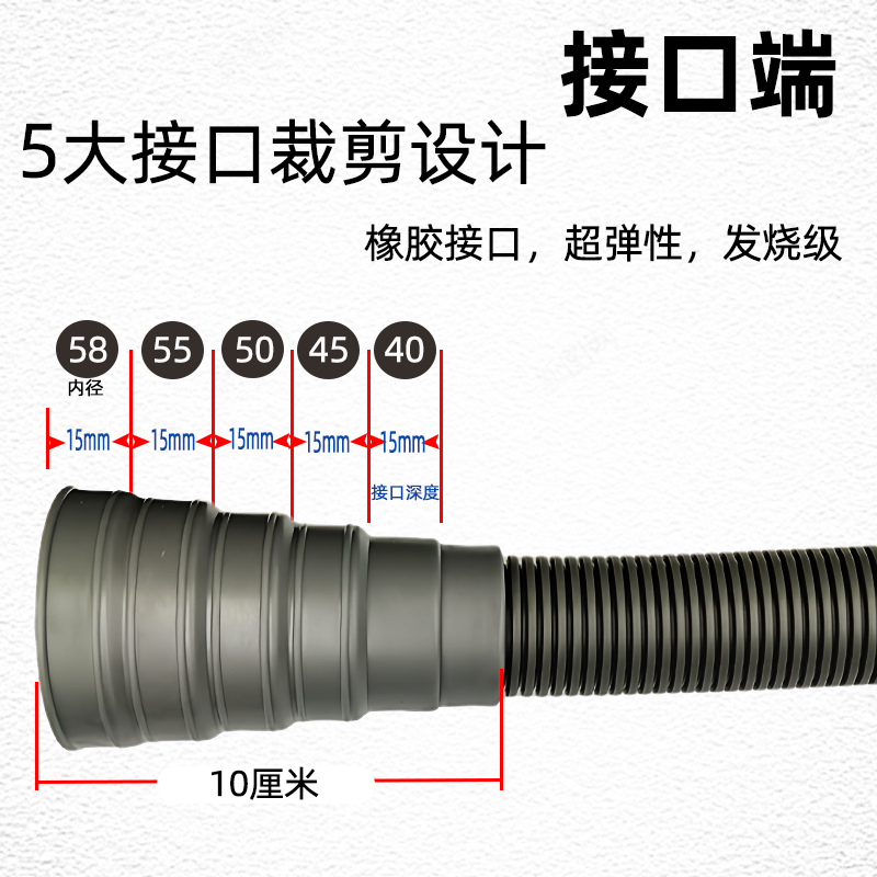 40 45 50 55 58PVC水槽多口径下水管耐高温菜盆排水管转 30mm软管,淘宝优惠券,粉丝福利购,淘宝优惠卷