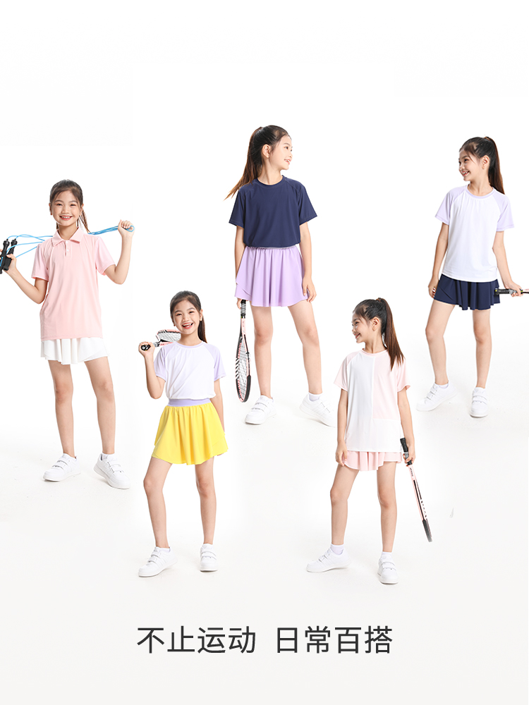 女童网球裙不规则设计短裙内置安全裤口袋速干透气2024夏季新款-图3