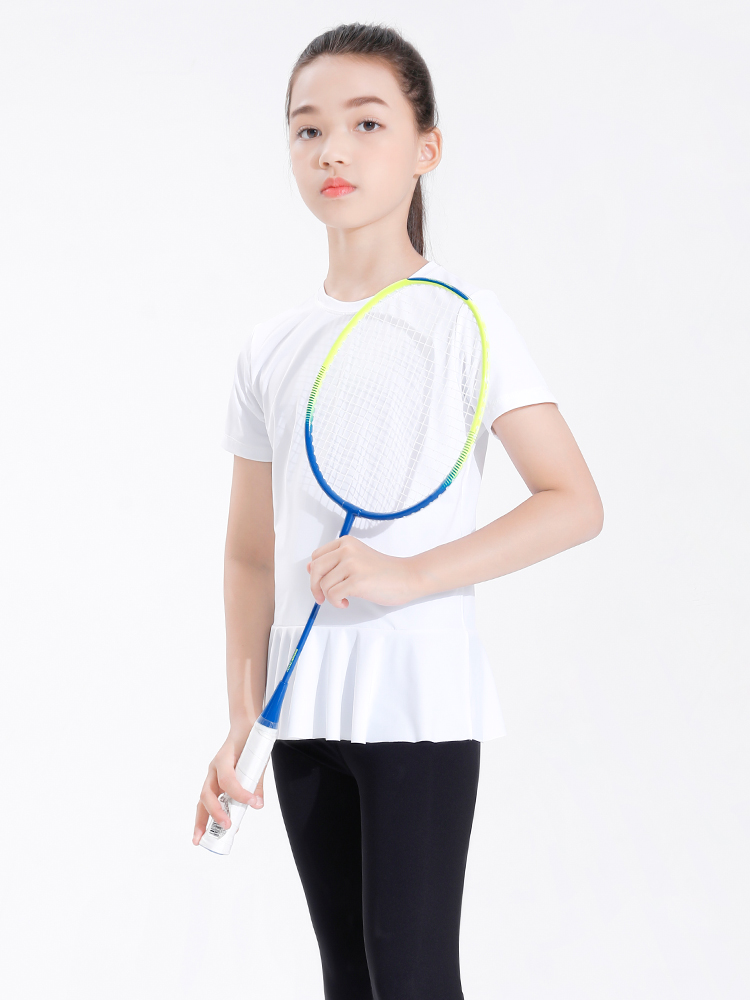 女童运动上衣速干T恤儿童短袖小裙摆网球服2024年夏季新款运动服 - 图2