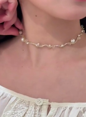 新款轻奢小众设计高级感珍珠颈链