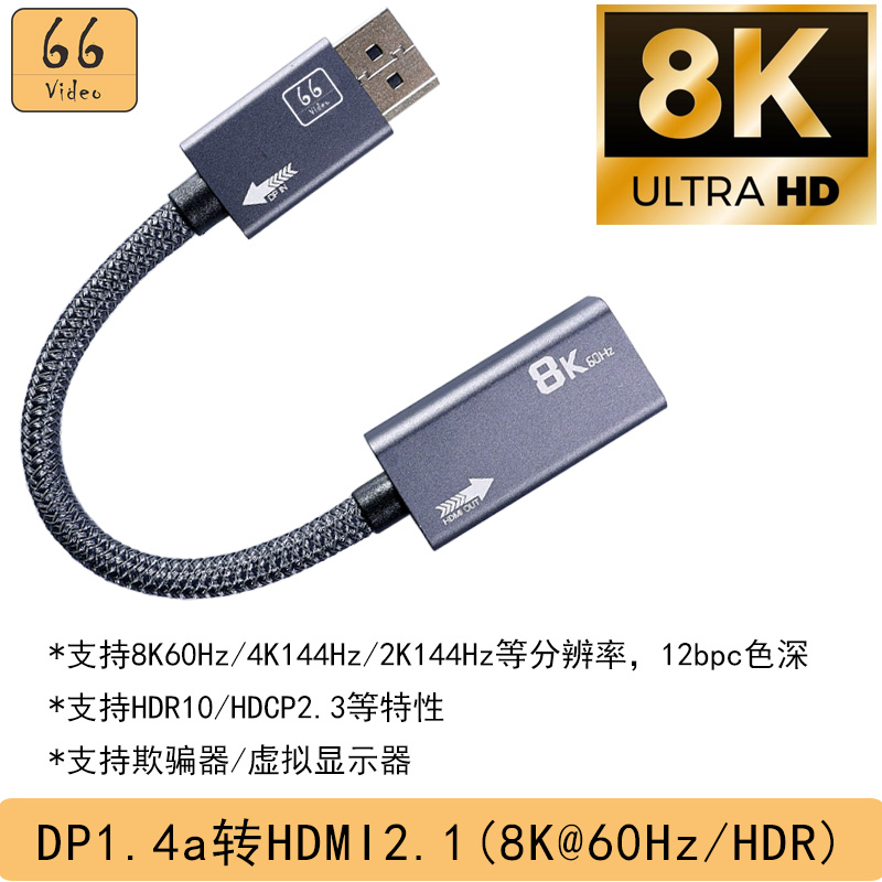 Type-C转HDMI2.1转换器USB-C高清拓扩展坞DP转HDMI8K60Hz/4K120Hz - 图1