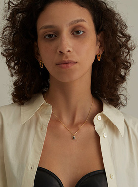 银镀18K金小锁头锁扣项链