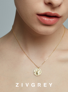 zivgrey纯银金色狮子人像项链