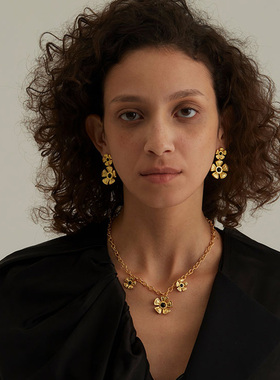 ZIVGREY复古黑玛瑙太阳花项链