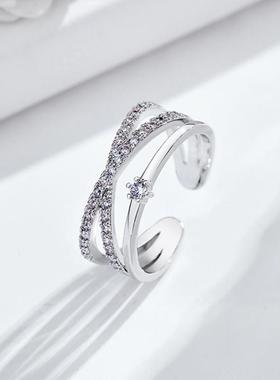 。女士食指戒指2024新款女小众设计粗胖手大号开口时尚高级感不掉