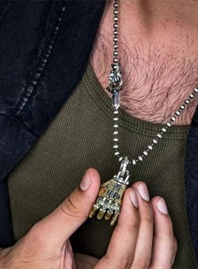 复古仿真机械手项链吊坠摆件