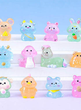 夜光小玩具小动物迷你可爱独立包装立体模型发光仿真发光小摆件