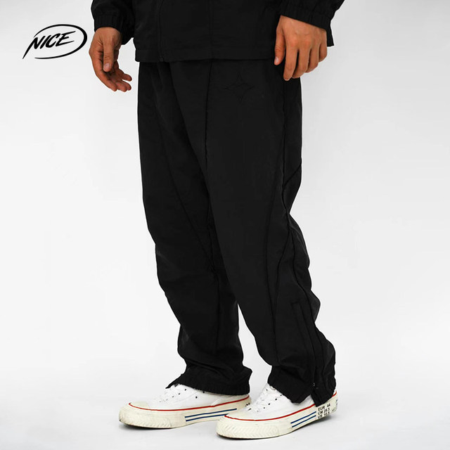 NICEID NICE sweatpants ຜູ້ຊາຍພາກຮຽນ spring ແລະດູໃບໄມ້ລົ່ນ trousers ວ່າງຊື່ embroidered LOGO ໂສ້ງກິລາບ້ວງ
