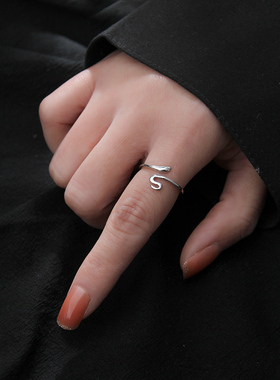 925银小蛇尾戒指简约时尚冷淡风