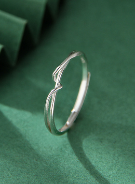 925银线条戒指简约时尚冷淡风潮