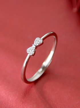 925银蝴蝶结戒指甜美淑女防过敏