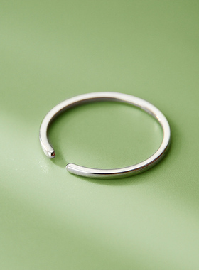 925银细面简约戒指简约时尚尾戒