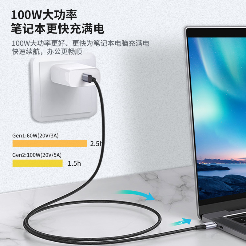 适用iPhone 15 弯头USB-C双C线Emark芯片TypeC3.1全功能Gen2 PD100w数据线USB3.1 - 图3