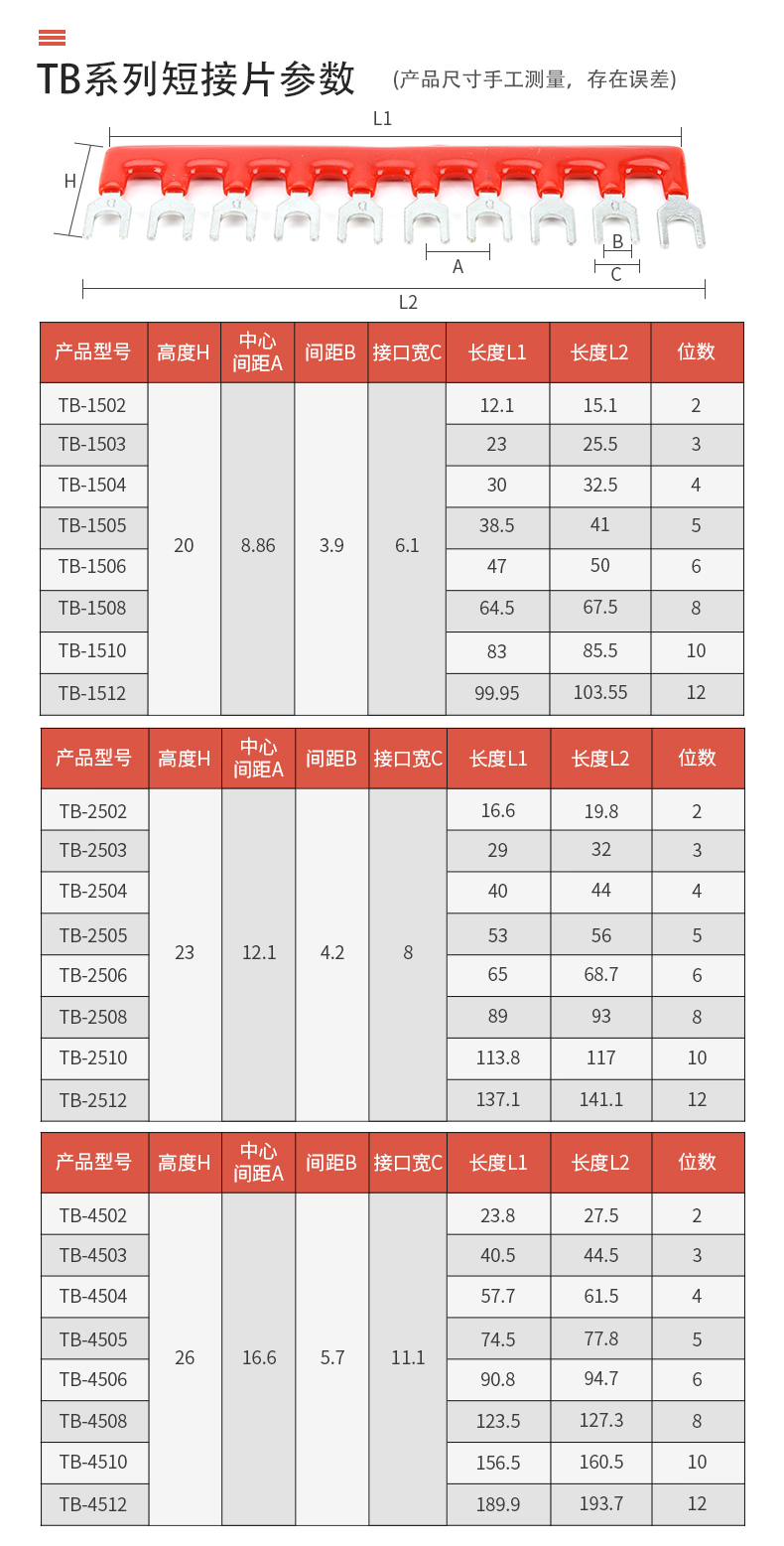 TB1512接线端子排短接片TD1510连接片15A/25A短接条继电器连接条