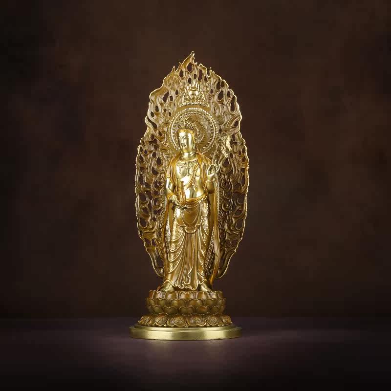 贺玉吉观音菩萨大势至西方三圣佛像 贺玉吉摆件