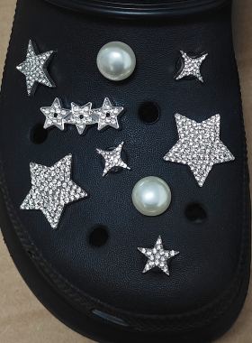 Mkop洞洞鞋配饰鞋扣配件金属土星星星鞋花装饰扣适配Cross/Crocs