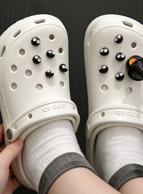 MKOP洞洞鞋配饰高级感鞋扣配件黑煤球巫师帽鞋花适配Cross/Crocs
