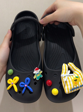 MKOP洞洞鞋配饰高级感鞋扣配件柠檬布袋卡通鞋花适配Cross/Crocs