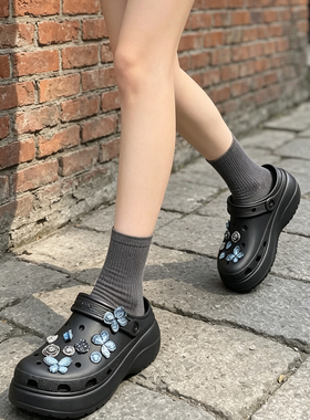 MKOP洞洞鞋配饰高级感鞋扣配件甜酷蓝蝶玫瑰鞋花适配Cross/Crocs