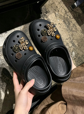 MKOP洞洞鞋配饰高级感diy鞋扣配件美拉德豹纹鞋花适配Cross/Crocs