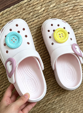 MKOP洞洞鞋配饰高级感鞋扣配件彩色波点纽扣鞋花适配Cross/Crocs