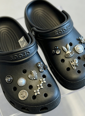 Mkop洞洞鞋配饰鞋扣配件想飞的兔子鞋花装饰扣适配Cross/Crocs