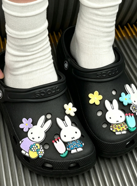 MKOP洞洞鞋配饰高级感鞋扣配件兔子小花装饰鞋花适配Cross/Crocs