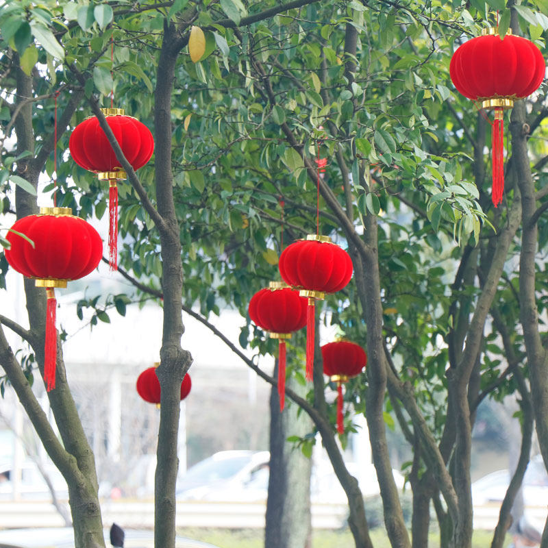 小灯笼挂饰室内盆景结婚户外防晒新年喜庆植绒元宵大红装饰用挂件,淘宝优惠券,粉丝福利购,淘宝优惠卷