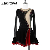 ZAGITOVA figure skating performance girls skating dress childrens adult competition test class gorgeous black red
