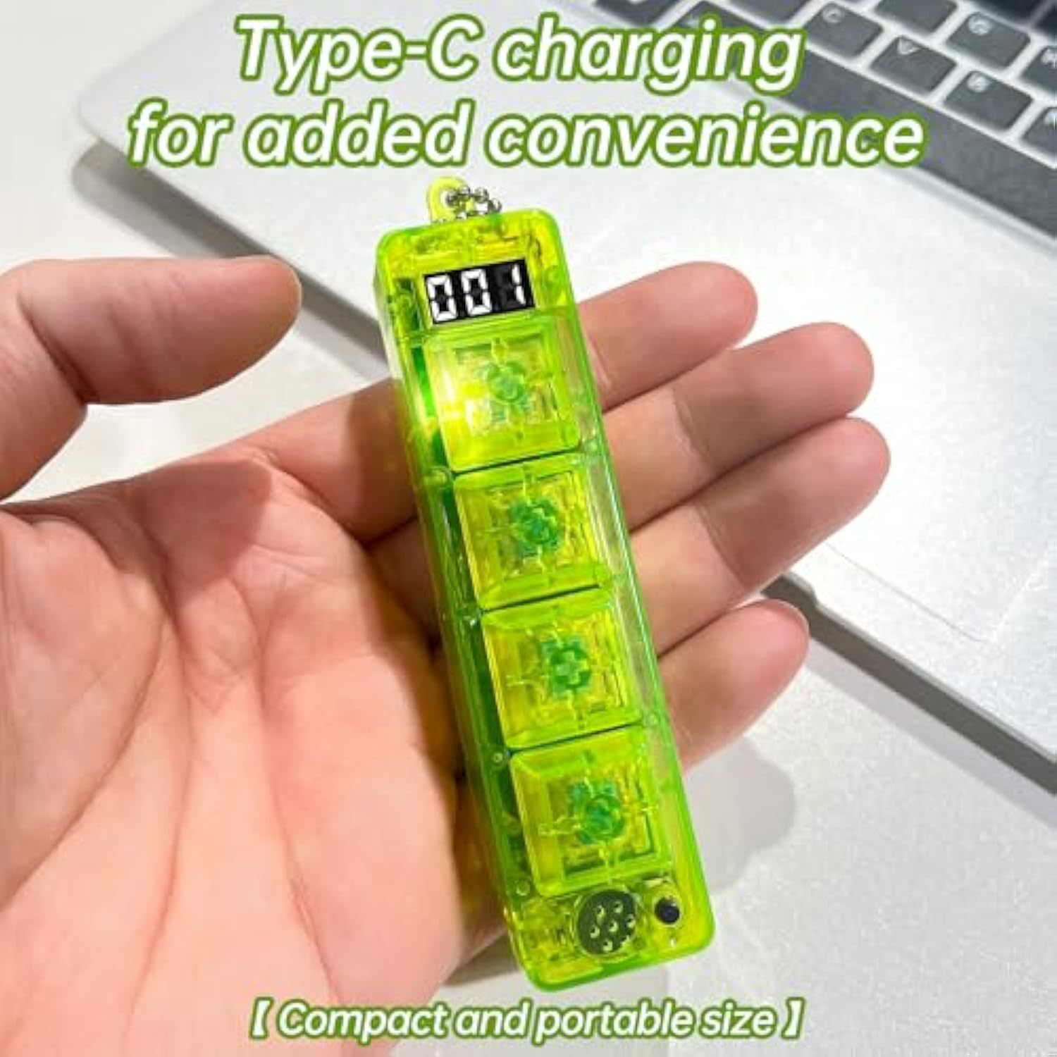 竞速游戏机挂件小键盘计数器包挂饰指尖解压玩具摸鱼神器透明发光 - 图1