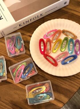 夏日果味少女ins一组8只博主款可爱发夹套装软妹刘海边夹撞色对夹