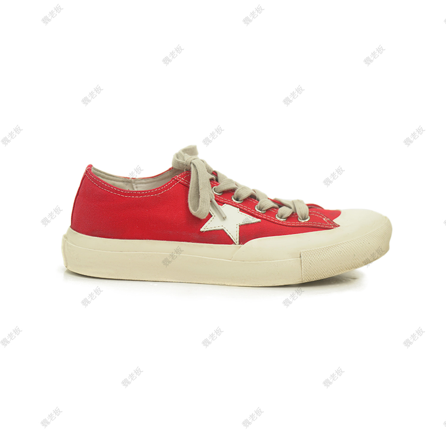 魏老板【红帆布】羊皮品质复古休闲平底板鞋滑板鞋女50X121460,淘宝优惠券,粉丝福利购,淘宝优惠卷