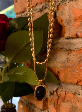 showdigu复古黑玛瑙项链