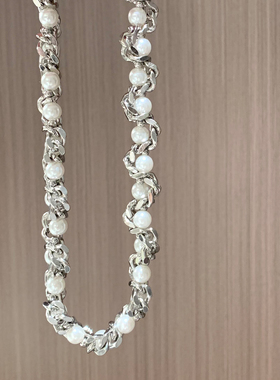 SHOWDIGU个性金属珍珠缠绕项链