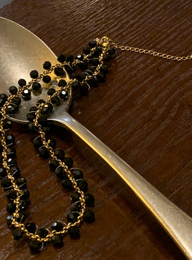 showdigu黑珠编织项链