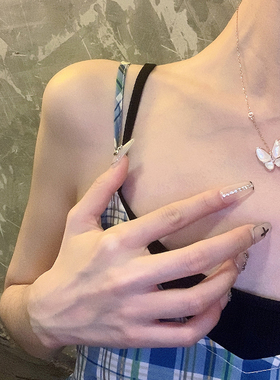 showdigu母贝蝴蝶项链