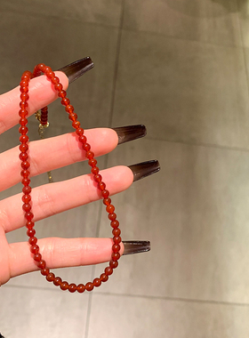 showdigu红色玛瑙项链