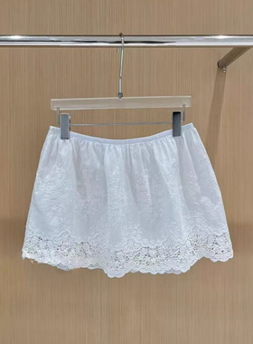 2025秋冬新款重工刺绣花边短裙打底裙女森系P帘半身裙