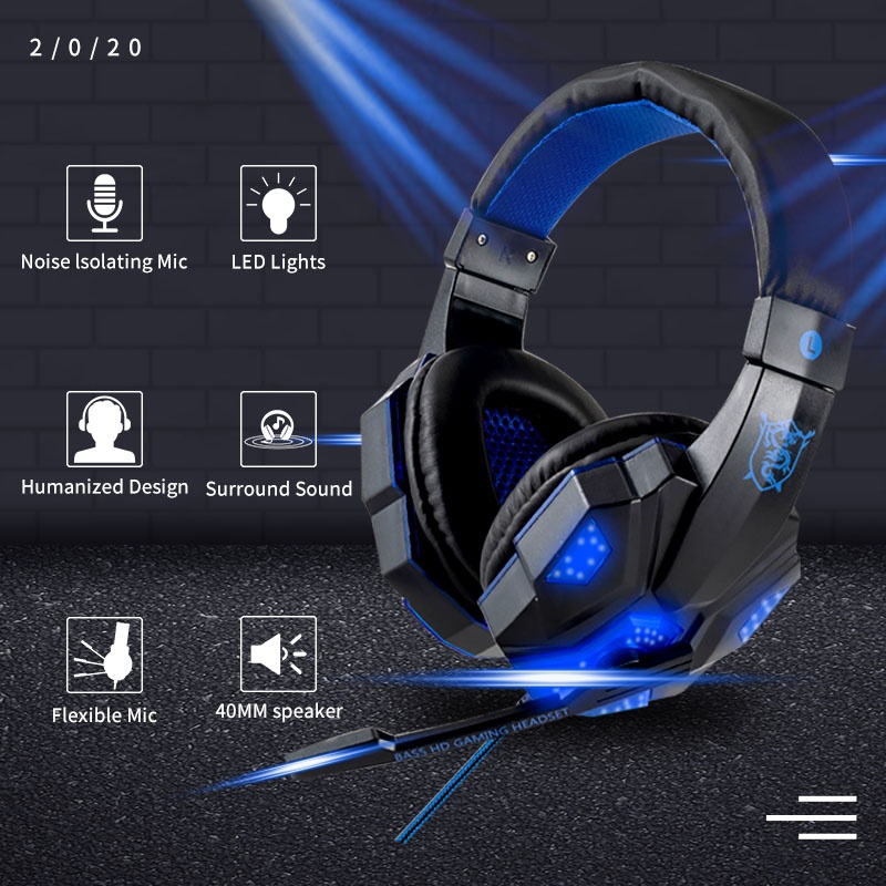 推荐Led Light Gamer Headset for Computer Gaming Bass Headpho-图1