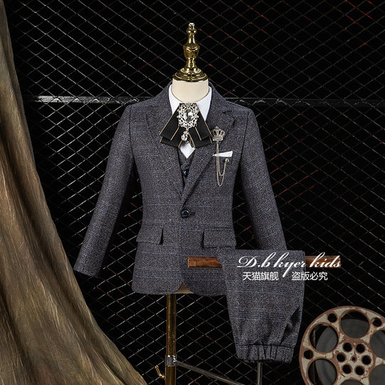 儿童西装套装小主持人英伦风朗诵西服男童钢琴演出服周岁生日礼服