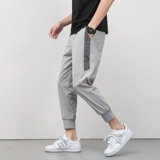 Летние мужские трендовые универсальные тонкие шелковые штаны, облегающий крой, в корейском стиле