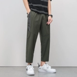 Летние мужские трендовые универсальные тонкие шелковые штаны, облегающий крой, в корейском стиле