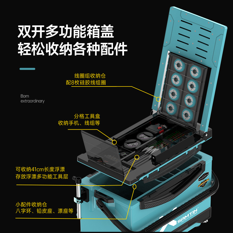 雷臣3500BX靠背钓箱2023新款可坐钓鱼箱多功能全套台钓箱超轻鱼箱 - 图2