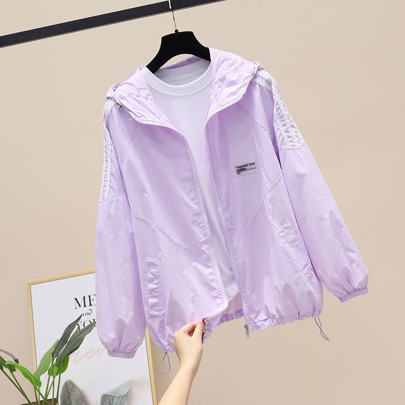 女款防晒衣服2023夏新款白色连帽短外套开衫