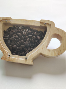 INS风创意家居橡木茶杯储钱罐摆件咖啡店咖啡豆装饰收纳罐小费罐