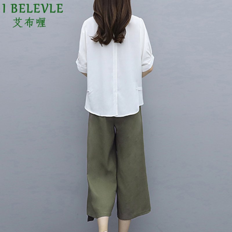 棉麻套装女2020新款气质韩版洋气夏装减龄显瘦阔腿裤小个子两件套